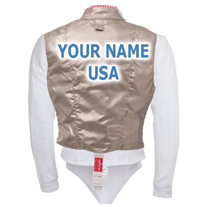 Stenciling options for Fencing Jackets, Pants, and Lames
